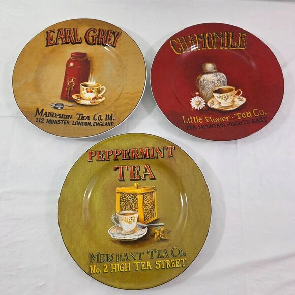 Sakura Tea Cups Design 8 ¼” Stoneware Salad Luncheon Plates – Set of 3 - Picture 13 of 16